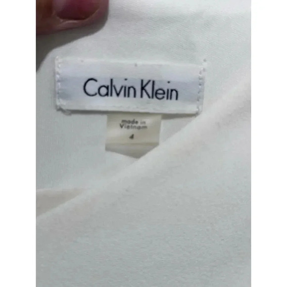 Calvin Klein White Puff-Sleeve Knee-Length Sheath Dress Size 4 - Picture 3 of 4